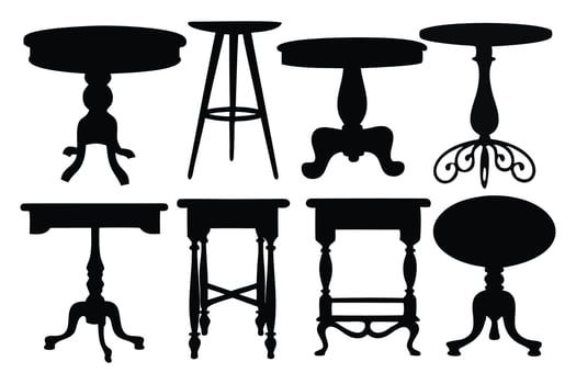 Table silhouettes set isolated flat illustration on white background vector