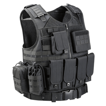 Black tactical bulletproof vest png