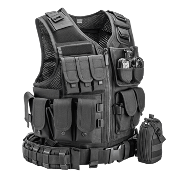 Tactical vest black modular protection jacket png