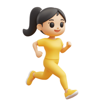 Smiling Female Athlete Running with Energetic Expression png