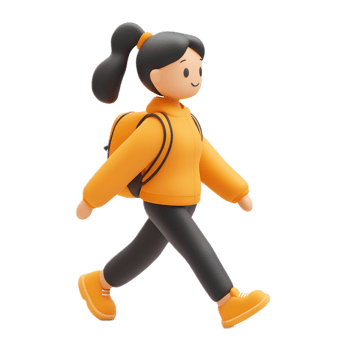 Stylized Cartoon Woman Walking with a Cheerful Pose png