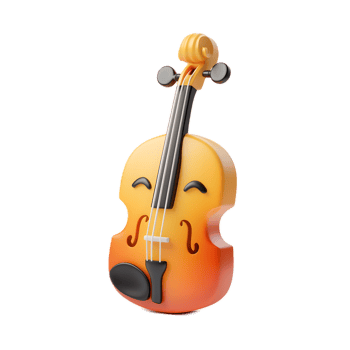 Playful 3D Violin Emoji Stringed Instrument on Isolated White Background png
