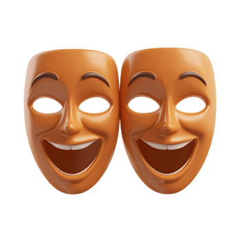 Theatrical Masks Depicting Comedy and Tragedy Emotions png