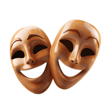 Theatrical Masks Depicting Contrasting Emotions for Drama and Performance png