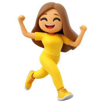 Cheerful Animated Woman Dancing with Expressive Emoji Gesture png