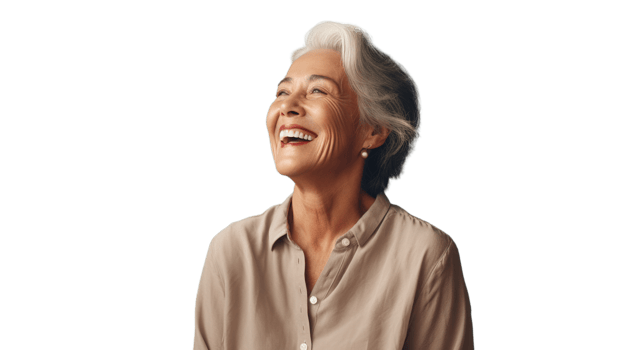 Joyful Elderly Woman Isolated on Transparent Background png