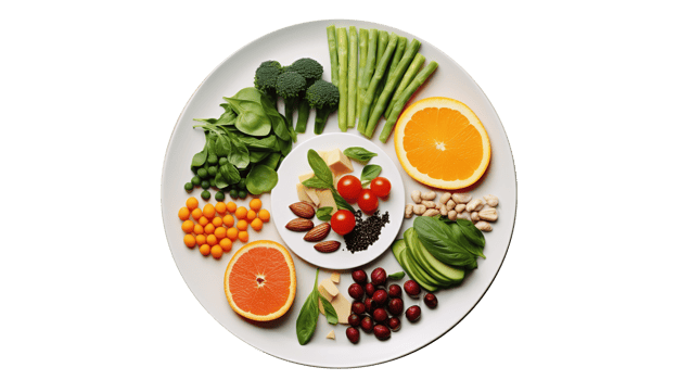 Healthy Meal on a Plate Isolated on Transparent Background. Diet, Healthy Lifestyle, Nutrition Concept png