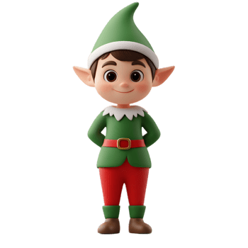 Adorable 3D Rendered Elf Character Emoji Isolated on White Background png