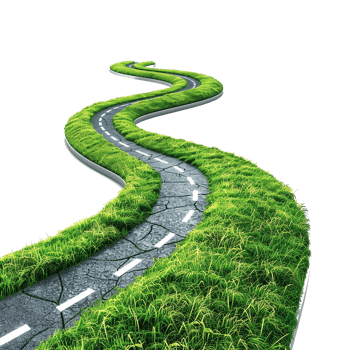 Winding Road Through Lush Green Grass Scenic Route Environmental Concept png