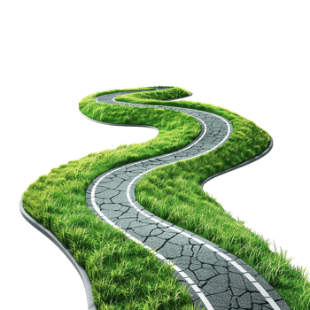 Winding Road Through Lush Green Grass Landscape A Journey of Growth and Sustainability png