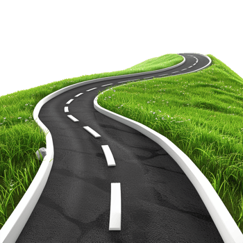 A Winding Road Through Lush Green Grassy Meadows and Hills png