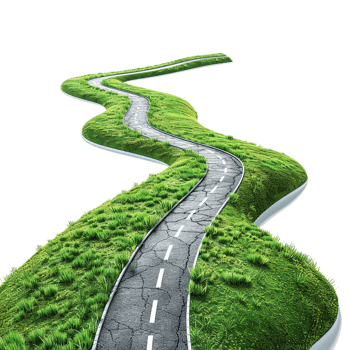 Winding Road Through Lush Green Landscape A Journey of Growth and Sustainability png