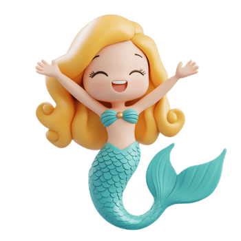 Cheerful 3D Mermaid Emoji Character Isolated on White Background png
