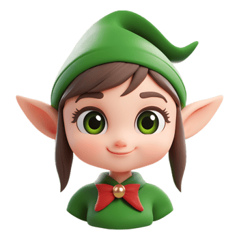 Adorable Elf Woman Emoji Character 3D Render on White Background png