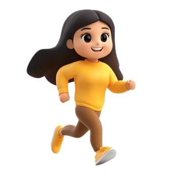 Animated Emoji Character of a Happy Girl Running png