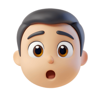 3D Rendered Man Emoji Character with Surprised Facial Expression Isolated on White Background png
