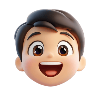 Cheerful Cartoon Boy Emoji Isolated on White Background png