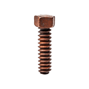 Closeup View of a Rusty Hexagonal Head Bolt with a Deeply Grooved Screw Thread png