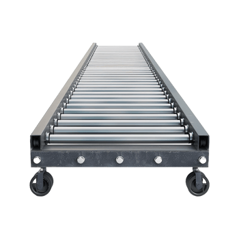 A Detailed View of a Modern Roller Conveyor System for Industrial Applications png