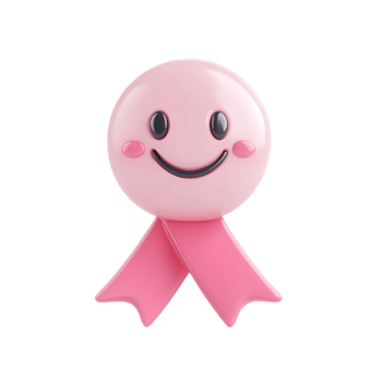 Cute 3D Rendered Pink Ribbon Emoji Isolated on White Background png