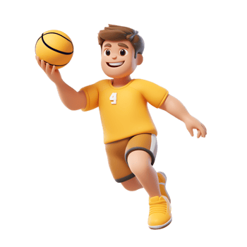 Energetic Man Playing Basketball in Bright Sportswear png