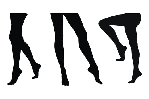 Woman legs silhouettes set isolated flat illustration on white background vector