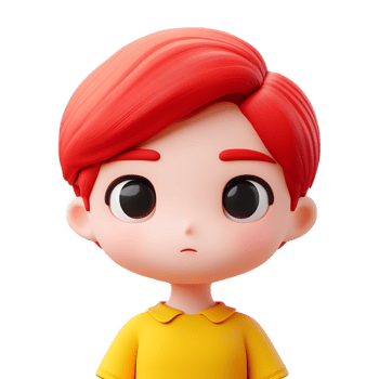 Emotive 3D Rendered Cartoon Character with Red Hair on White Background png