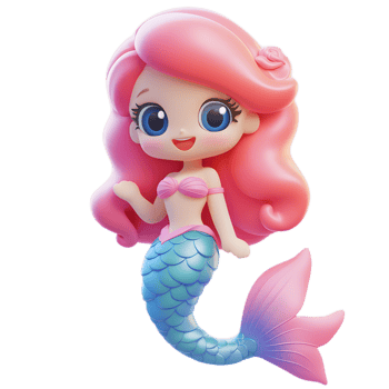 Cute and Colorful 3D Rendered Mermaid Emoji Isolated on White Background png