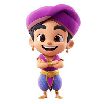 Cheerful Male Genie Emoji Character in 3D Digital png