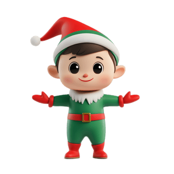 Cheerful Elf Character in Christmas Costume Isolated on White Background png