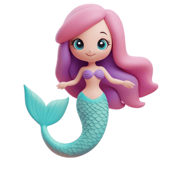 Colorful Mermaid Emoji 3D Render Isolated on White Background png