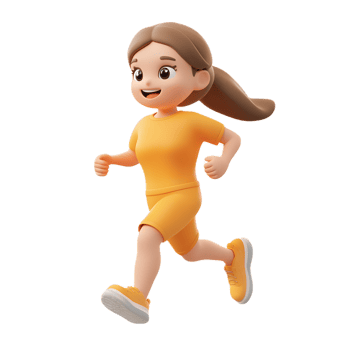 Joyful Running Girl Character in 3D for Digital Content png