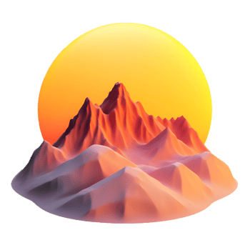 Majestic Sunrise Over Dramatic Mountainscape with Vibrant Orange and Yellow Tones png