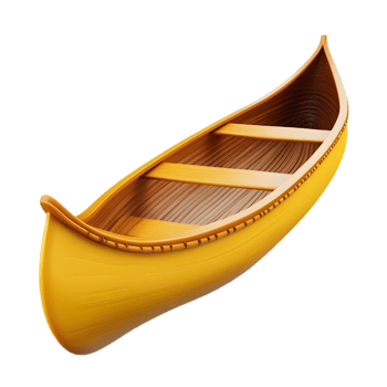 Vibrant Yellow Canoe Emoji 3D Render Isolated on White Background png