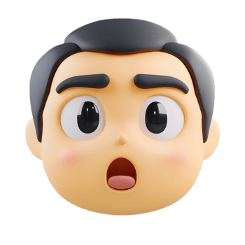 Surprised 3D Rendered Emoji Character Face on a White Background png