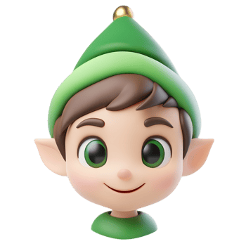 Playful Elf Emoji 3D Render with Festive Green Hat and Big Smile png