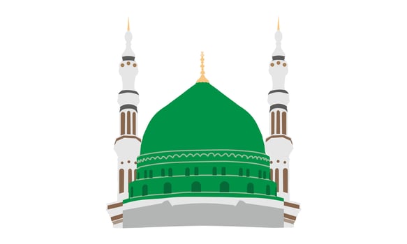 The Prophet Muhammad SAW Mosque in Madinah, Saudi Arabia. Masjid e Nabawi Illustration vector