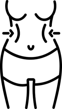 A linear style icon of a belly depicting fat loss vector