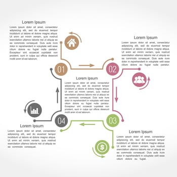 Infographics design template with four elements vector
