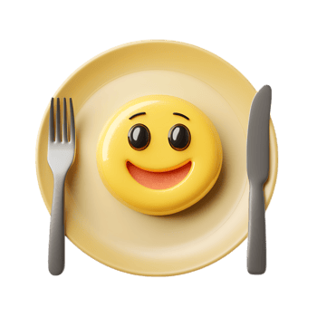 Cheerful Dining Emoji Plate with Utensils on White Background png