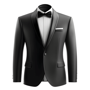 Elegant Black Suit Tuxedo with Bow Tie Isolated on White Background png
