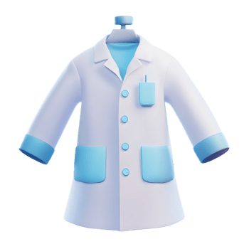 Closeup of a 3D Rendered Laboratory Coat Emoji Isolated on a White Background png