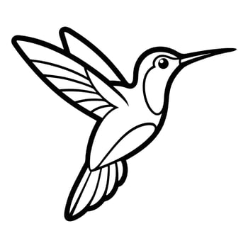 Outline Hummingbird in Flight, Perfect for Coloring Books vector