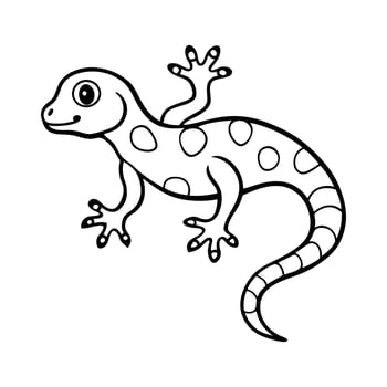 Cute Cartoon Gecko Coloring Page vector