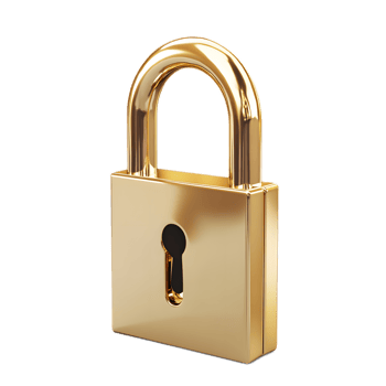Secure Golden Padlock Protecting Digital Payment Transactions on White Background png