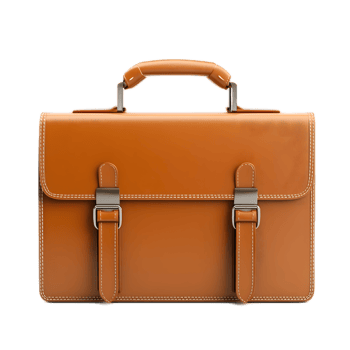 Sleek Business Briefcase in Elegant Brown Leather Isolated on White Background png