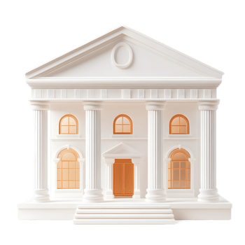 Neoclassical Grandeur Majestic Financial Institution Building on White Backdrop png