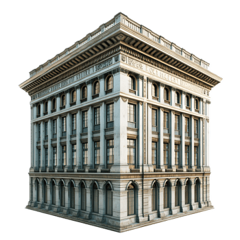 Majestic Neoclassical Exchange Building in Elegant Cityscape png