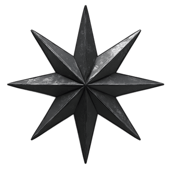 Striking Black Geometric Star Shape on Minimalist Background png