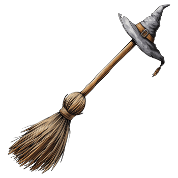 A Witches Broomstick with a Pointed Hat Illustration png